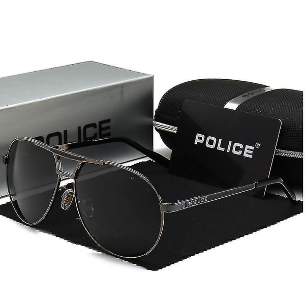 Police Polarized Uv400 Solglasögon för män Flygare Glasögon Körglasögon Grey