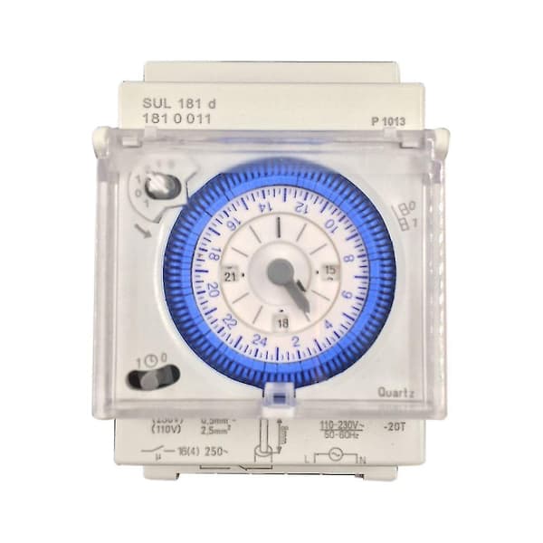 Analog mekanisk timer-kontakt 110v-220v 24 timer dagligt programmerbar 15 min indstillingstidskontakt relæ white