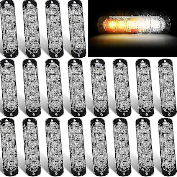 20-pack LED-blixtljus 6 LED bärnstensfärgade ytmonterade blinkande varningsljus för nödsituationer