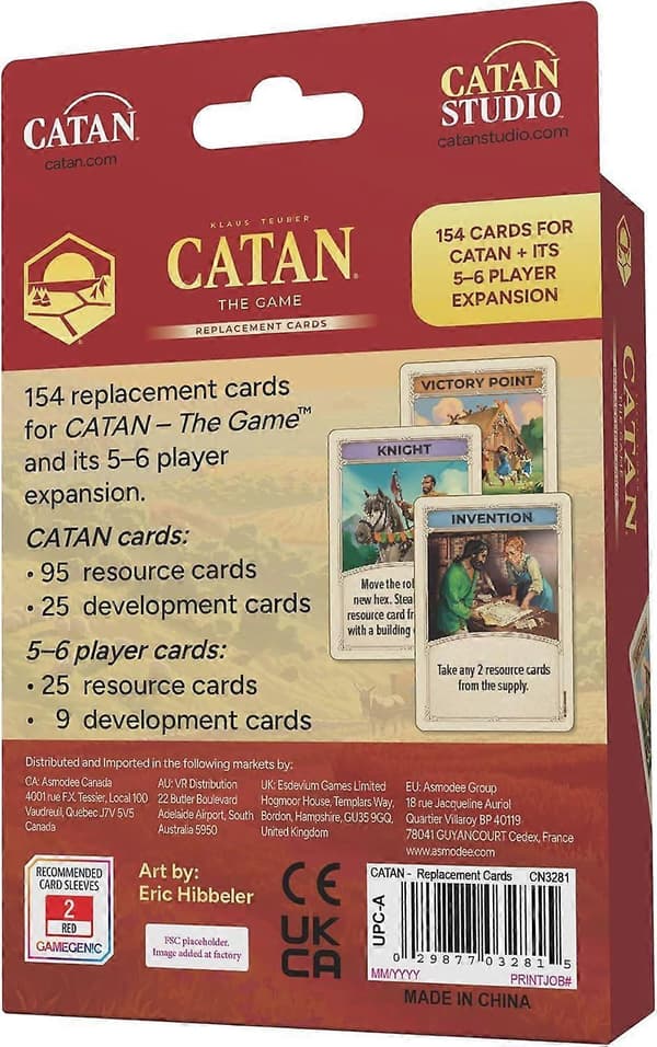 CATAN Base Game Erstatningskortpakke 6. utgave