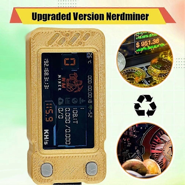 Päivitetty Nerdminer 118KH/S BTC Solo Lottery Miner Mini ASIC Miner Bitcoin BTC Miner värinäytöllä Nerd Miner Gold