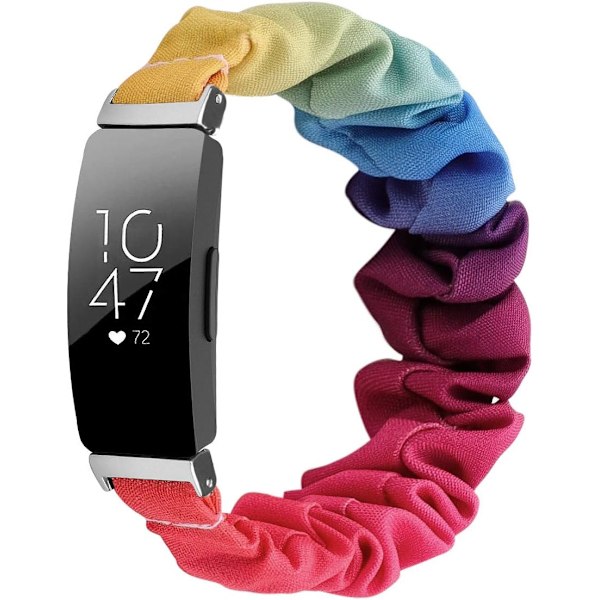 MEFEO Scrunchies kompatibla med Fitbit Inspire 2 Band/Inspire Rainbow Rainbow Large