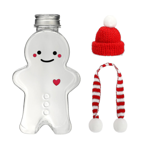 Pepparkaksman drickskopp med mini halsduk hatt, jultema bärbar mjölkflaska gratis frakt