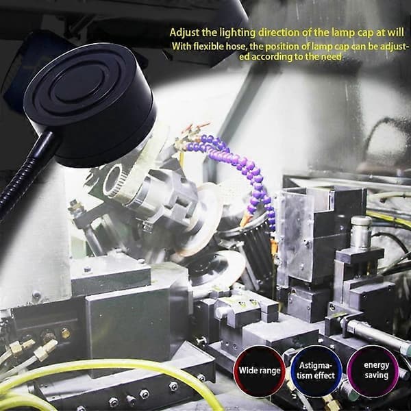 LED magnetisk base svanehalslampe 220V 5W til drejebænkebelysning, EU-stik 44 Plastic