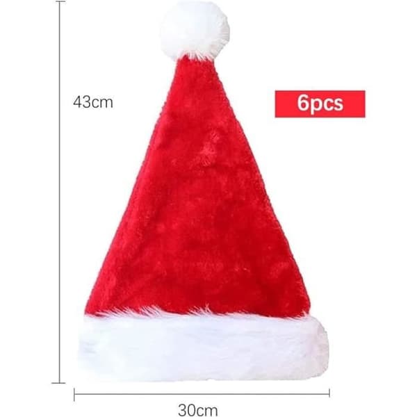 Julhatt - Ej specificerad - 6 delar - Röd - Kort plyschtyg - Unisex
