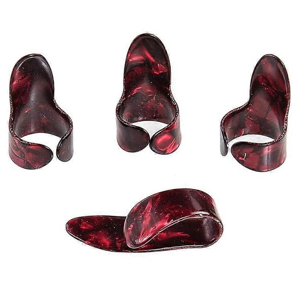 Ballad Gitarr Finger Set Gitarr Smärtfri Finger Set Plektrum Tillbehör Gitarr Finger Tumme Pekfinger Set (Röd)