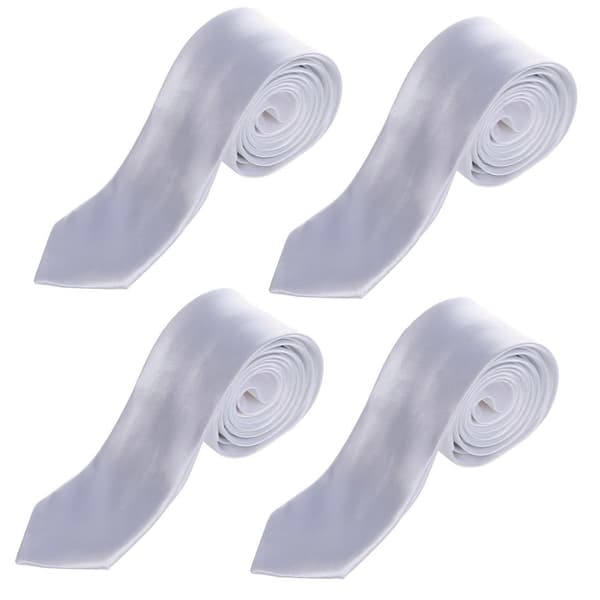 4X Unisex Casual Slips Smal Smal Halsduk - Enfärgad Vit Solid white