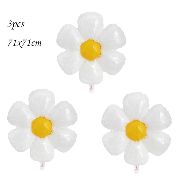 1/2/3/5 stk Hvide Daisy Blomster Folieballon Plumeria Helium Ball Bryllup Børn Fødselsdagsfest Dekoration Baby Shower Ins Foto whit white 3pcs middle daisy