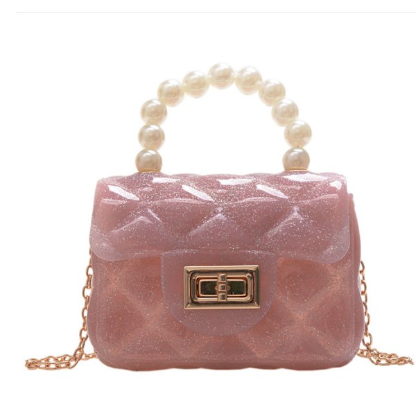 Jelly Bag Damväskor Axelväska Dam Mode Pärlkedja Tote Mini Diagonal Väska Glitter powder
