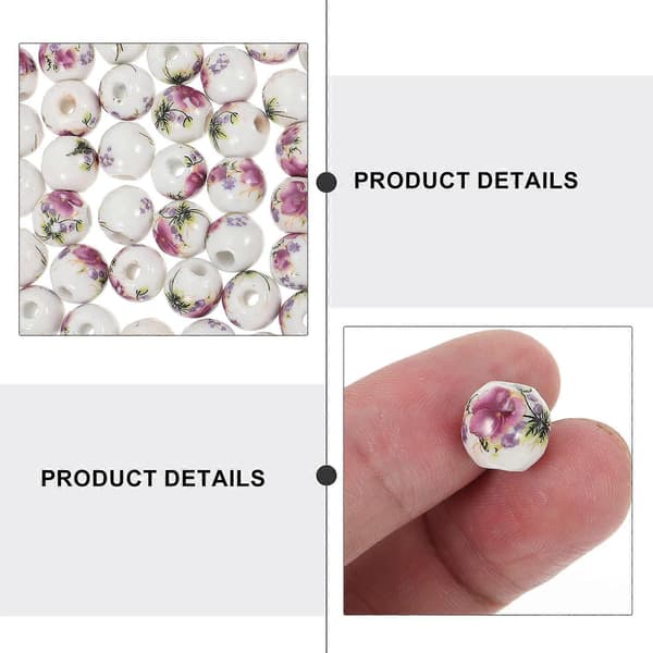 100 st vackra keramiska pärlor porslinsblommor eleganta runda pärlor för DIY