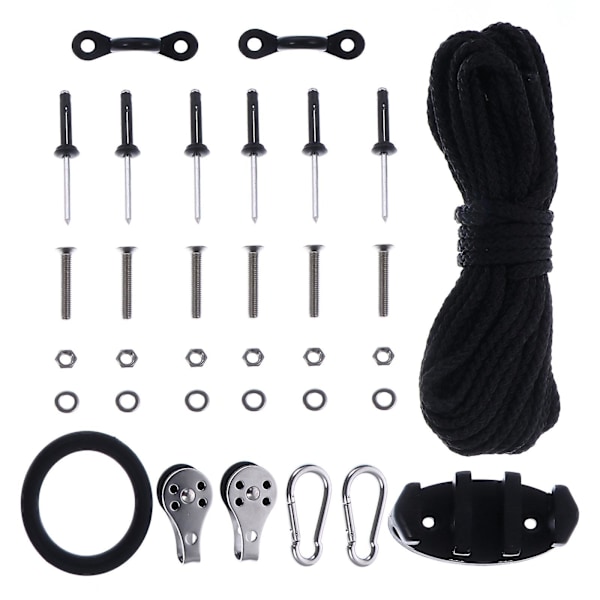 Kajak Ankersystem med Trailer til Båd, Kano, Flåder Tilbehør Sort 9X4.5cm Sort Black 9X4.5CM
