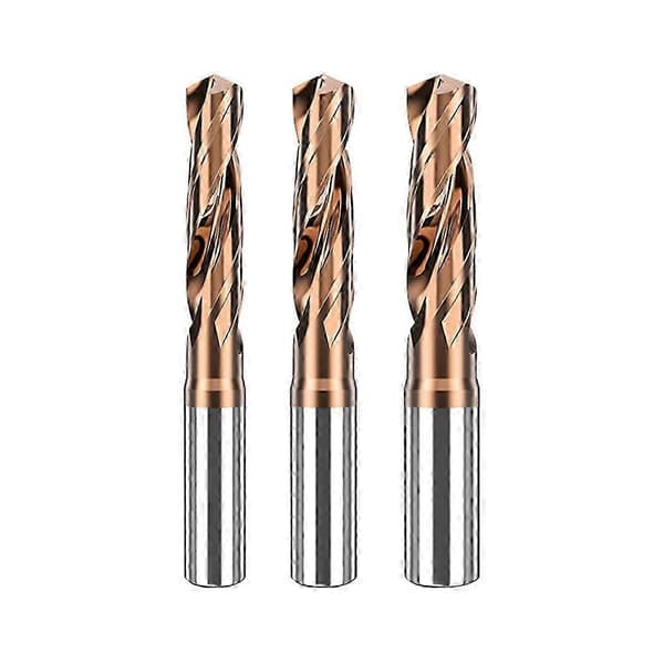 3 stk. solide bor av wolframkarbid for metall, 3,0–5,0 mm diameter