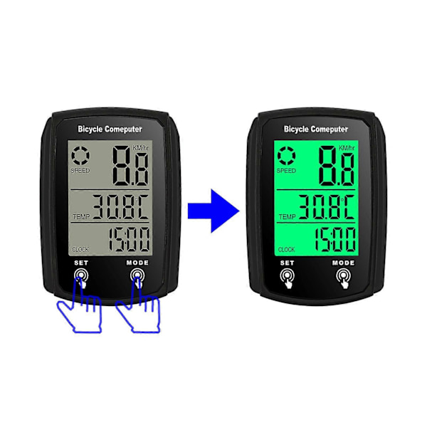 Kablet Cykelcomputer 19 Funktioner Touch Cykel Speedometer Odometer Vandtæt Cykelcomputer med Baggrundsbelysning Black