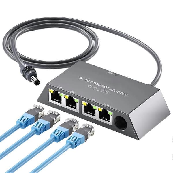 4-ports Ethernet-adapter til Gen 3 til Mini satellit internetadapter til kablet eksternt netværk hurtigt stabilt Grey