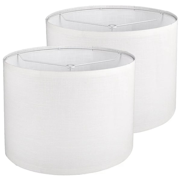 2 stk tromlelampeskærme, lampeskærme til bordlampe gulvlampe, hvide lampeskærme, nem installation udskiftning [kk] White