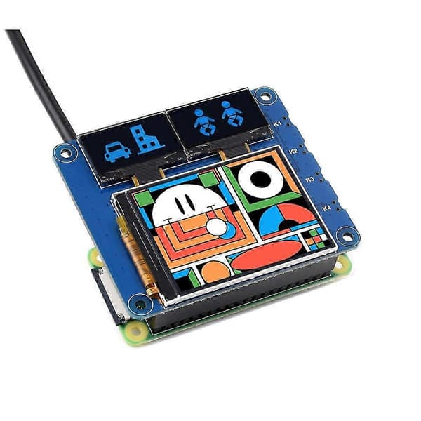 2-tommer LCD-skærm med 0,96-tommer OLED-displaymodul HAT-sæt til Raspberry Pi Zero 2 W 3 Model B 4 5 udvidelseskort As Shown