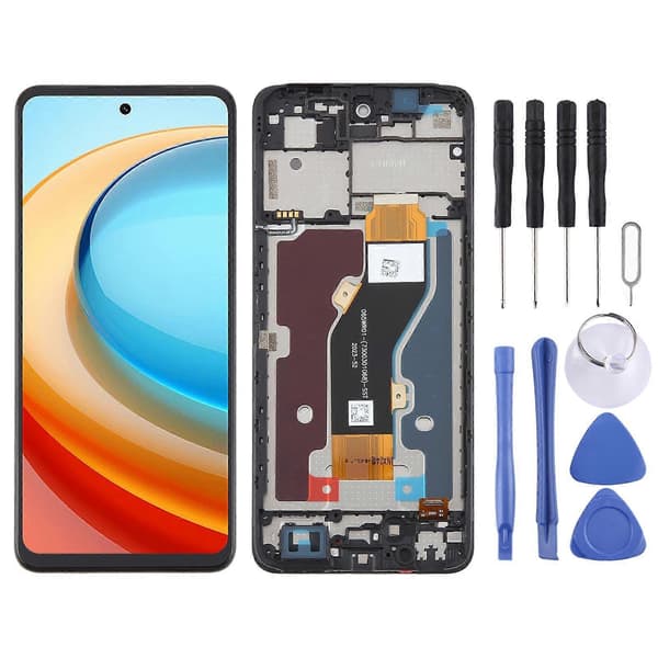 Til ZTE Blade A75 5G / V60 Smart LCD-skærm Digitizer Komplet samling med ramme (sort) Black