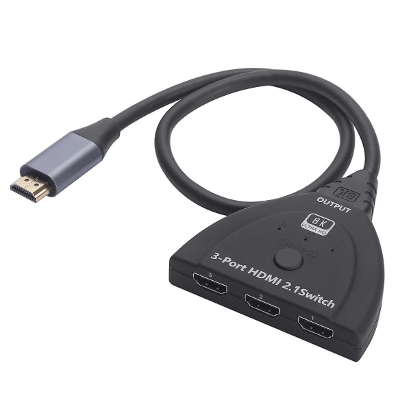 8k HDMI-kompatibel 2.1-switch 3-portars HDMI-kompatibel växlingsbox med kabel för inlärning E