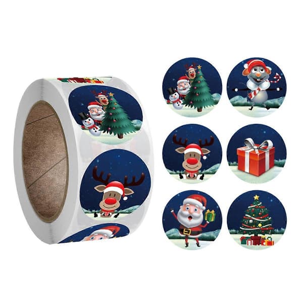Julklistremerker, runde, selvklebende