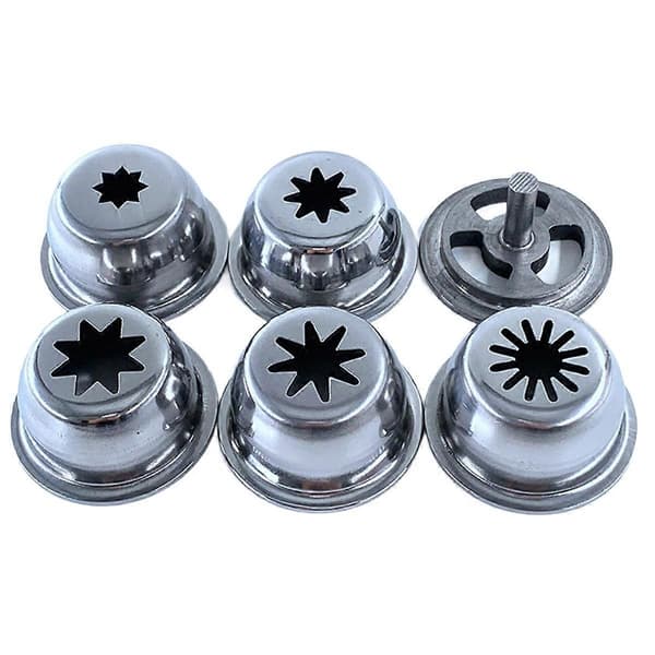 Solid Hollow Rostfritt Stål Churrera Churro Munstycksform för Churrosmaskin 5 Formar/Set 53mm Ut