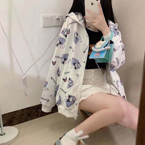 Kawaii Sanrio Kuromi Animen Ulkotakkihame Vaatteet Pehmeä Vetoketju Pusero Anime-tarvikkeet Korkealaatuiset Tyttöjen Lahja S