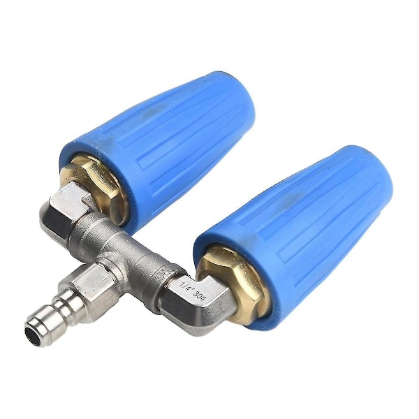 Högtryckstvätt Dubbelmunstycke Turbo Munstycke 4000PSI Tryck Rotations Dubbel Turbo Munstycke Spray Munstycke 1/4 Tum[C] Blue