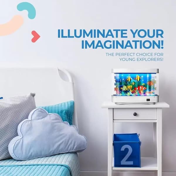[KK] Artificial Aquarium, Cute Moving Fish, Decorative Virtual Ocean Motion Night Light