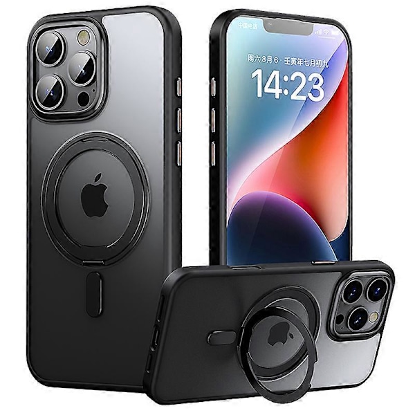 Til iPhone 16 Pro Cover Kompatibel med MagSafe Støttefod Hybrid Telefon Cover Black
