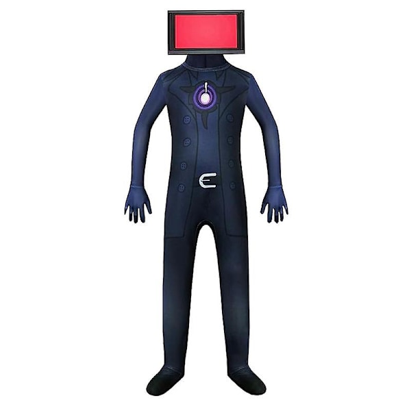 Skibidi Toilet Cosplay-asu, Tv Man Kameramies Cosplay Haalarit Halloween Bodysuit Lapselle Videopelissä -a TV guy TV guy Kids 150