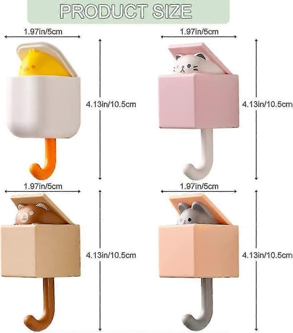 4 stk. søde kattekroge kompatible med vægophængsdekorationer