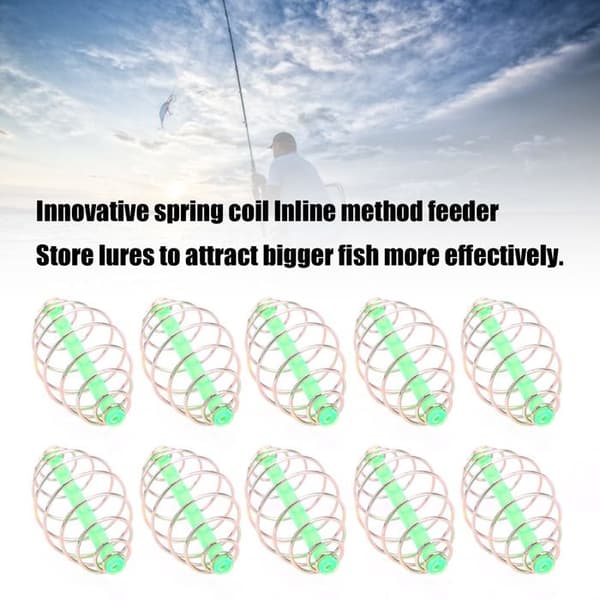 10 stk. Inline Spring Method Feeder Metal Agn Launcher Feeder Fiskegrej