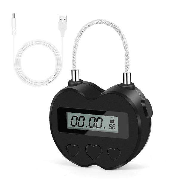 Smart Time Lock LCD-skärm Time Lock Multifunktions elektronisk timer för resor, vattentät USB uppladdningsbart temporärt timerhänglås