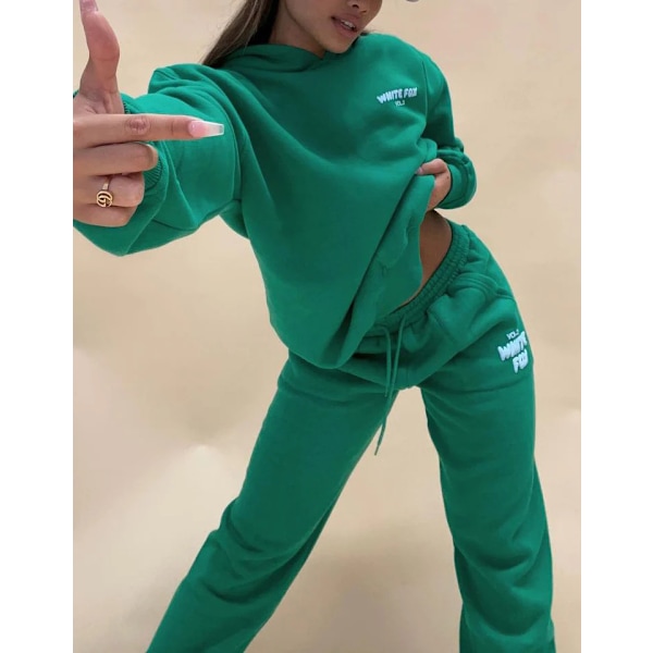 Varm tröja 2- set bokstaven VOL.3 VIT Fox Ny Topp Hoodies grön grön green L#