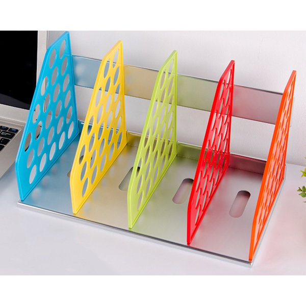 DIY Samling 4 Sektioner Farverig Bordbogreol Kraftig Plastik Bogreol Støttehylde Skrivebordsopbevaring Dele Filopbevaring Bogreol B