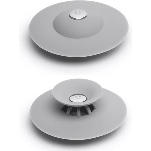Badekarprop - Silikone - Hårfilter - 2 Stykker - Grå
