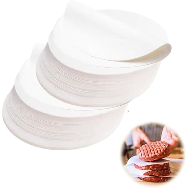 Hamburgerpapper, 1000 ark 11 cm runt hamburgerpapper (för 11 cm diameter hamburgerpressar)