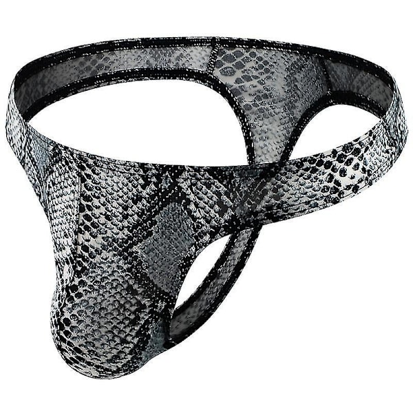 Print stringtrosa för män G-string underkläder Grått ormmönster Grey snake pattern M