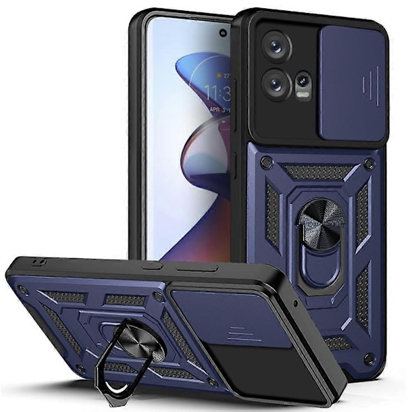 For Motorola Edge 30 Fusion Skyvbart Kameradeksel Design TPU+PC Telefondeksel Blue