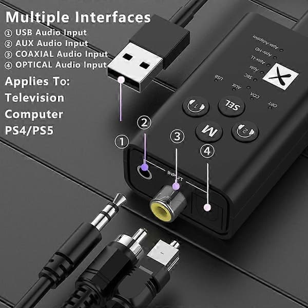 T9 Lav latens 5.2 Bluetooth Audio Transmitter Understøtter Fiber Optisk Koaksial APTX Ingen Kabel Not Specified