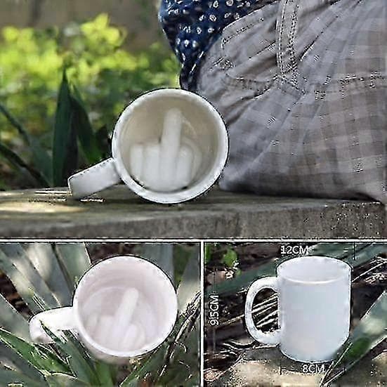 Keramisk kaffemugg för hemmakontor med långfingerdesign white