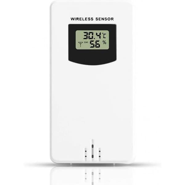 Værstasjontilbehør, trådløs sensorprobe utendørs temperaturmåler erstatningssensor + 2 AA-batterier