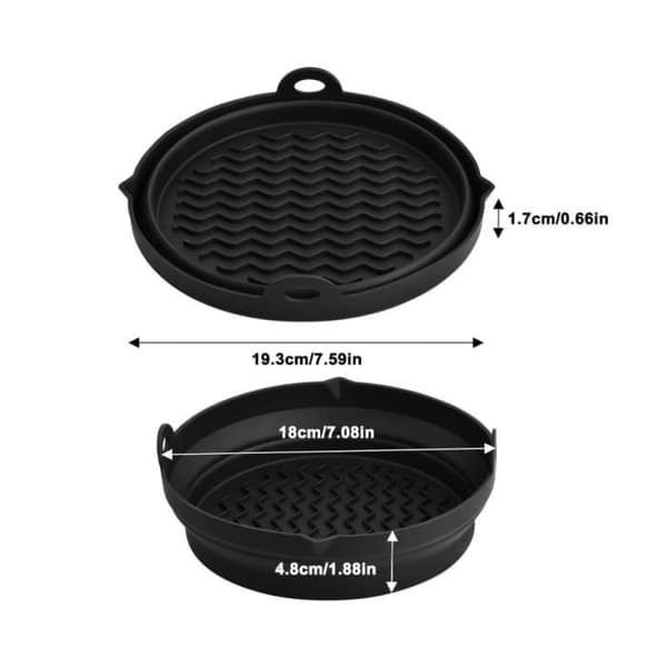 2-delade hopfällbara silikonkorgar för airfryer, 7,6 återanvändbara silikonfoder, tillbehör till airfryer (grå)