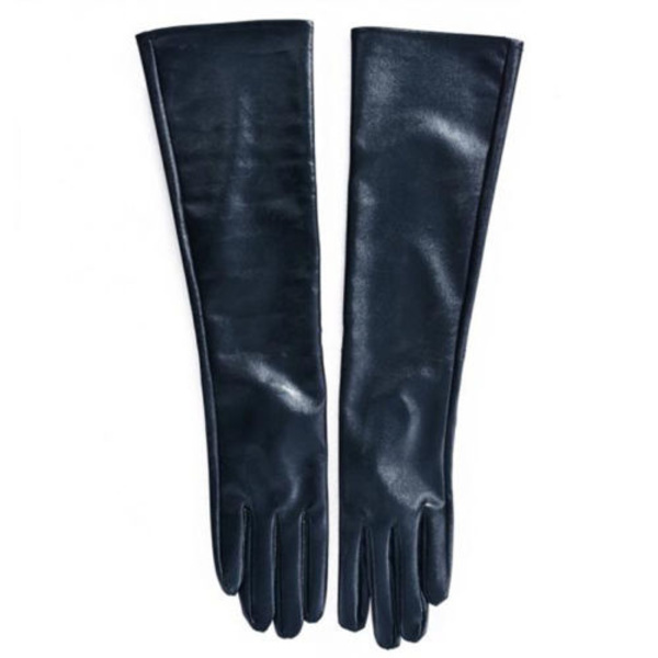 Læderhandsker til kvinder, lange, retro, trendy, sorte black 45cm