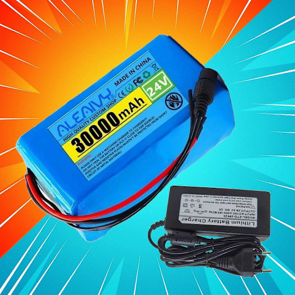 7S3P 24V 30Ah Elektrisk Li-ion Batteripakke Cykeloplader 30000mAh Batteri Ny