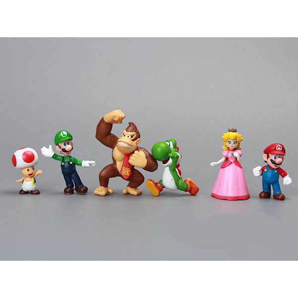 6-delt Super Mario skrivebordsdekoration dukke sød legetøjsdukke gave serie