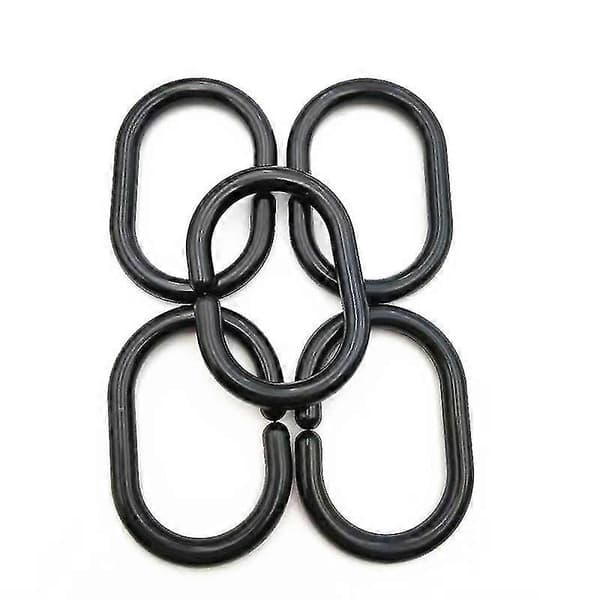 Sæt med 12 plastik glideringe kompatible med badeforhæng Sort ring 23*46mm
