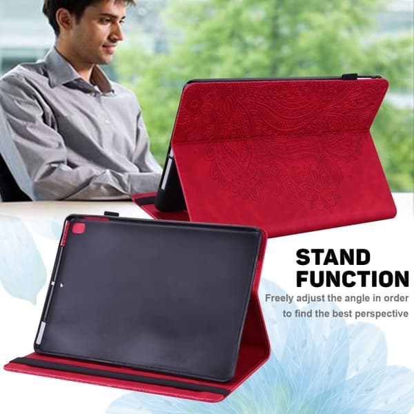 [KK] Compatible with Samsung Compatible with Galaxy Tab A9+ / A11+ Embossed Leather Case with Peacock Pattern Röd