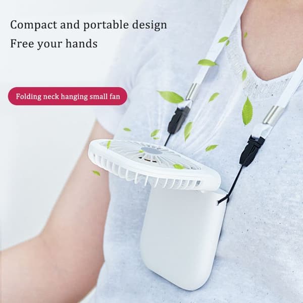 Mini sammenklappelig halsventilator - USB - Ultra bærbar - Lydløs - Multifunktionel - Sort