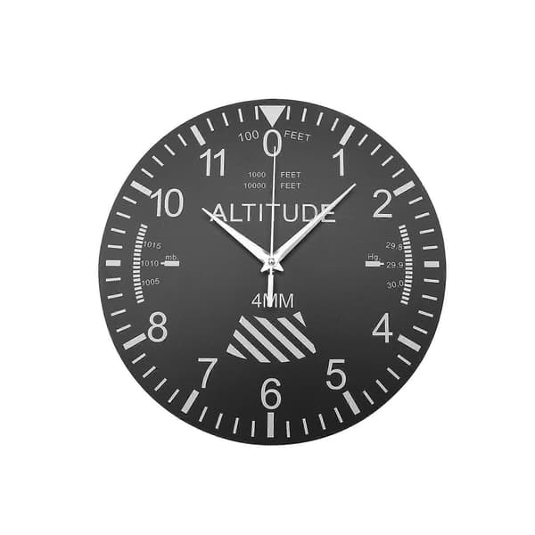 Höjdmätare Väggklocka Spårning Pilot Flygplan Höjdmätning Modern Väggklocka Klassisk Instru Black
