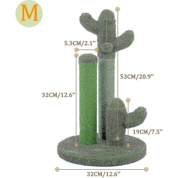Kaktusskrapstolpe för katter, Sisal kattskrapstolpe med boll (h: 53cm/20,9") Grön M
